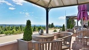 National Park Hotel Schliffkopf - Terrace View into the green from the terrace of the Nationalpark-Hotel Schliffkopf, Baden-Wuerttemberg, Black Forest, Schliffkopf-Baiersbronn